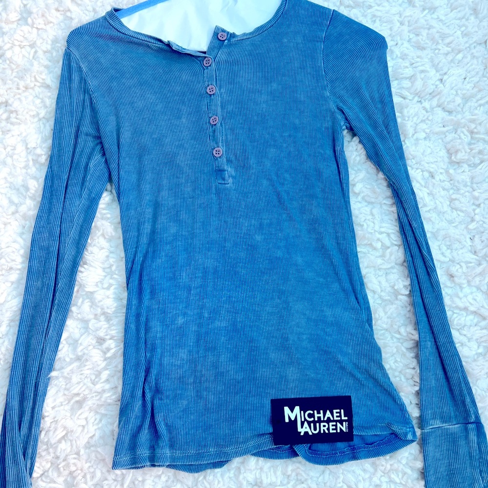 Michael Lauren XS Blue Long Sleeve NWT Vance Henley